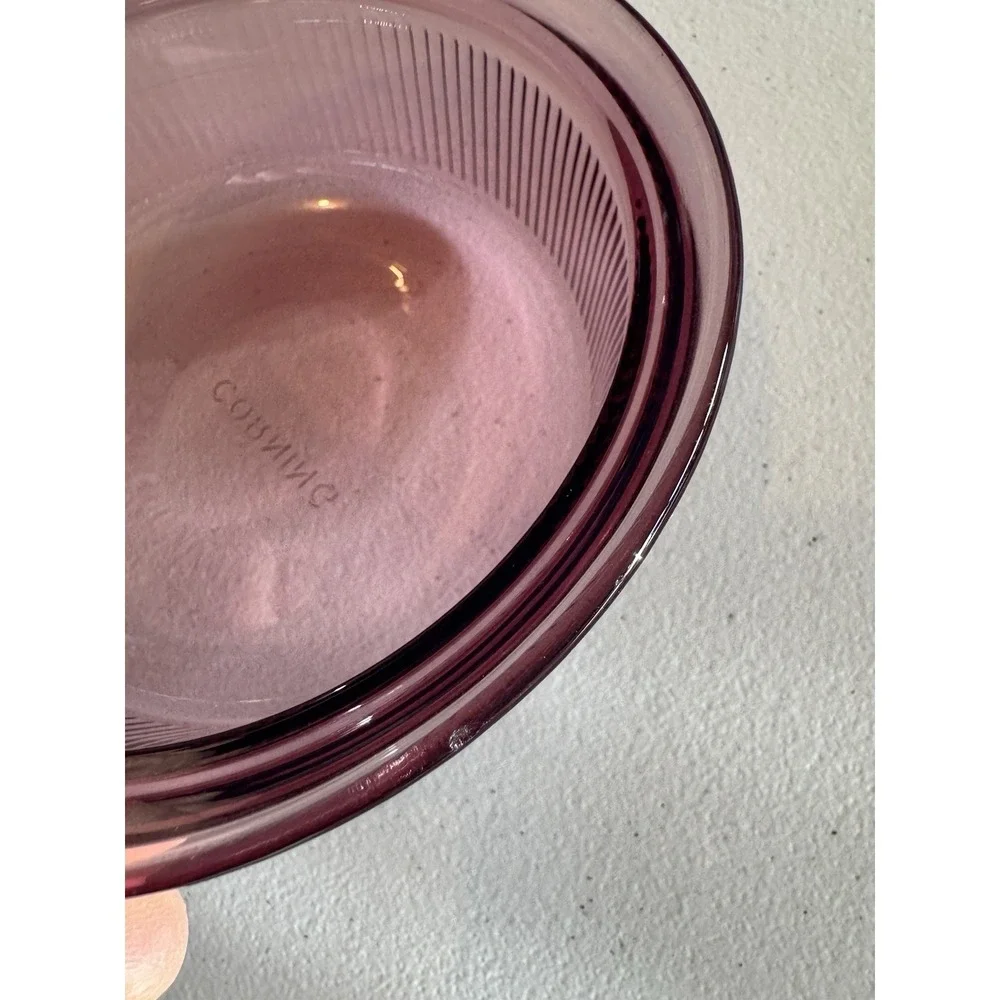 Visions Corning Ware Cranberry Glass 1 Pint Cooking Bowl C-16-B Retired Purple